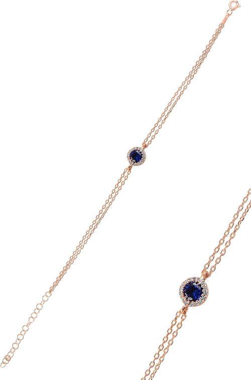 Gümüş rose safir taşlı elmas montürlü bileklik 