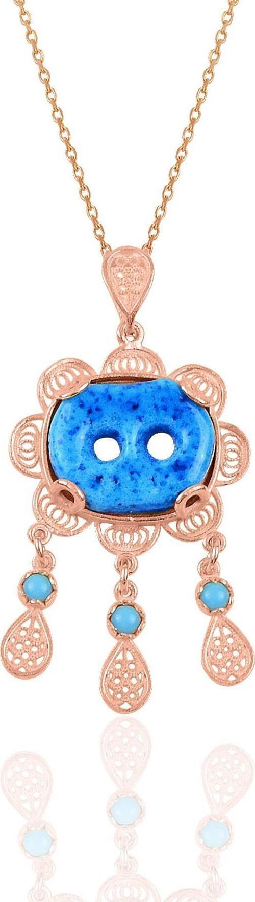 Gümüş telkari süryani nazar boncuğu kolye 