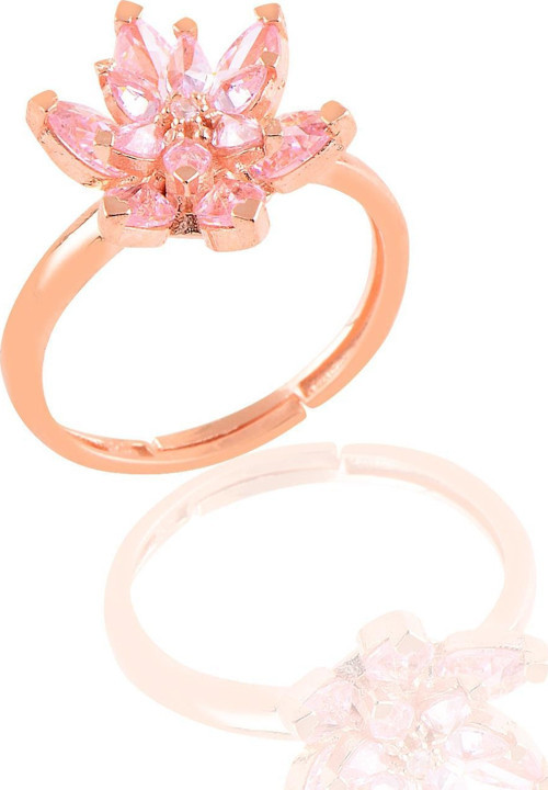 Gümüş rose taşlı nilüfer lotus çiçeği yüzük