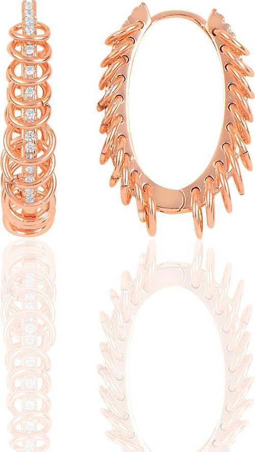 Gümüş rose çılgın halkalar oval küpe
