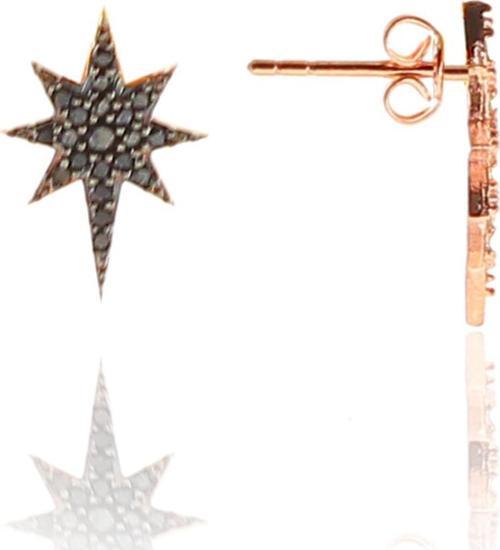 Gümüş siyah taşlı kutup yıldızı küpe 