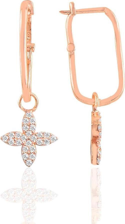 Gümüş rose dört yapraklı yonca küpe