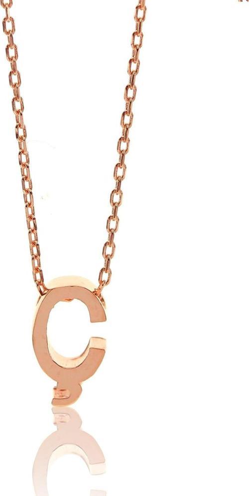 Gümüş üç boyutlu Ç harfi kolye 