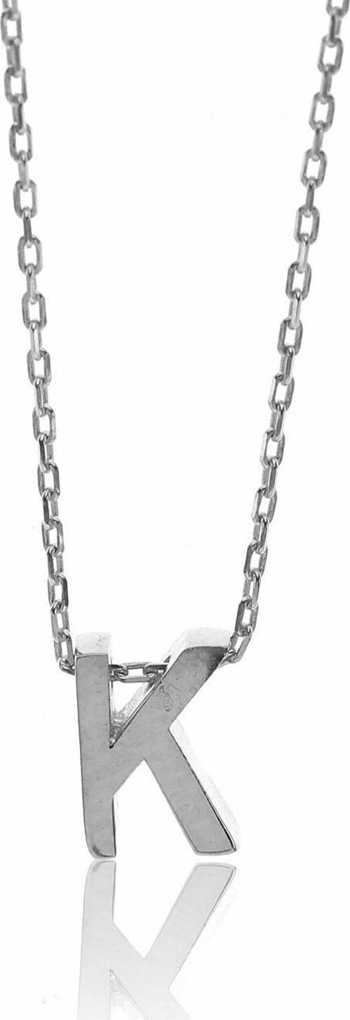 Gümüş üç boyutlu K harfi kolye