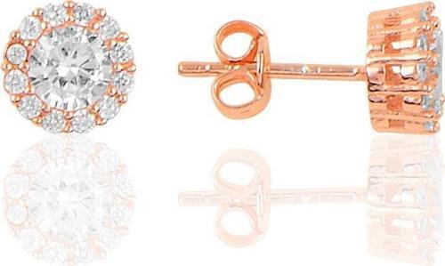 Gümüş rose elmas montürlü küpe 