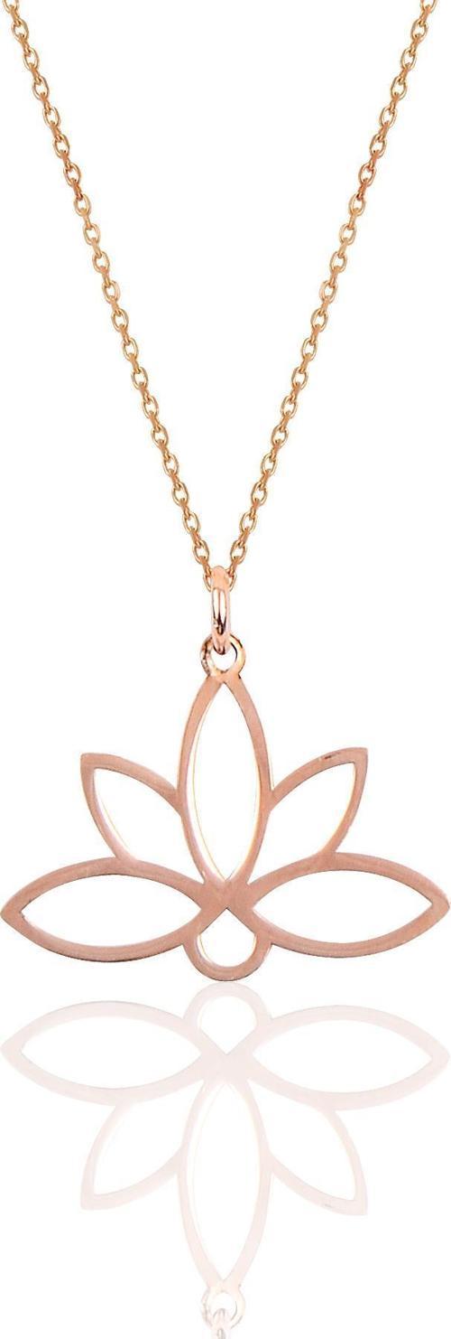 Gümüş sonsuz yaşamın simgesi lotus çiçeği kolye SGTL10085ROSE 