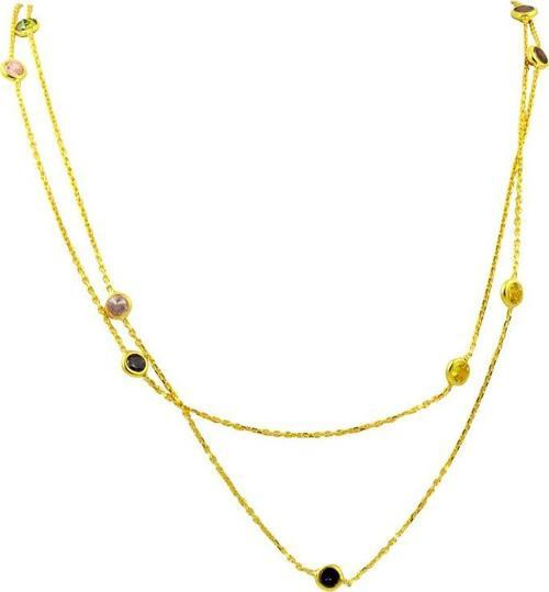 gümüş yaldızlı renklı zirkon taşlı  kolye 