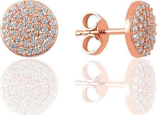 Gümüş rose yuvarlak zirkon taşlı küpe 