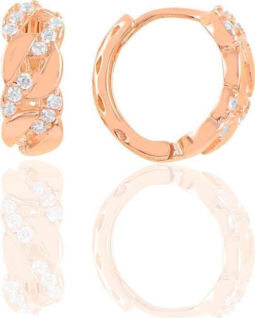 Gümüş rose zincir modeli halka küpe 