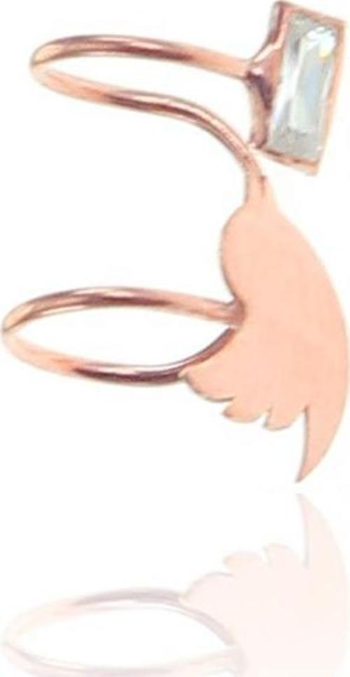 Gümüş rose kuş baget zirkon  taşlı kıkırdak küpe 