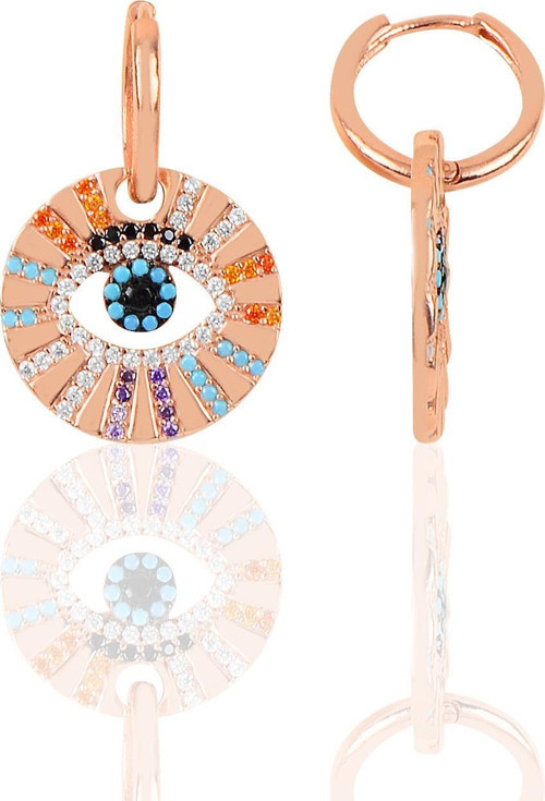 Gümüş rose zirkon taşlı aura küpe