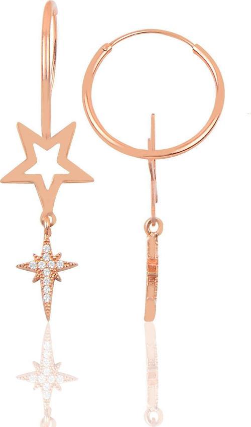 Gümüş yıldız ve kutup yıldızı modeli halka küpe 