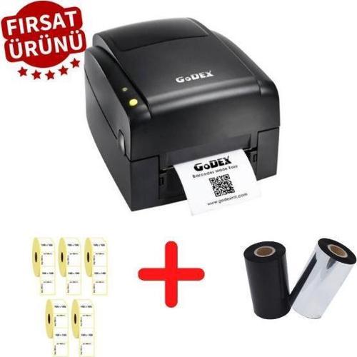 Ez120 Termal Transfer Masaüstü Barkod Yazıcı + 5 Adet 100x100 Etiket + 1 Adet Wax Ribon