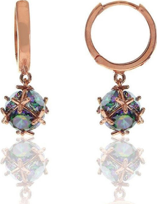 Mistik topaz taşlı top küpe