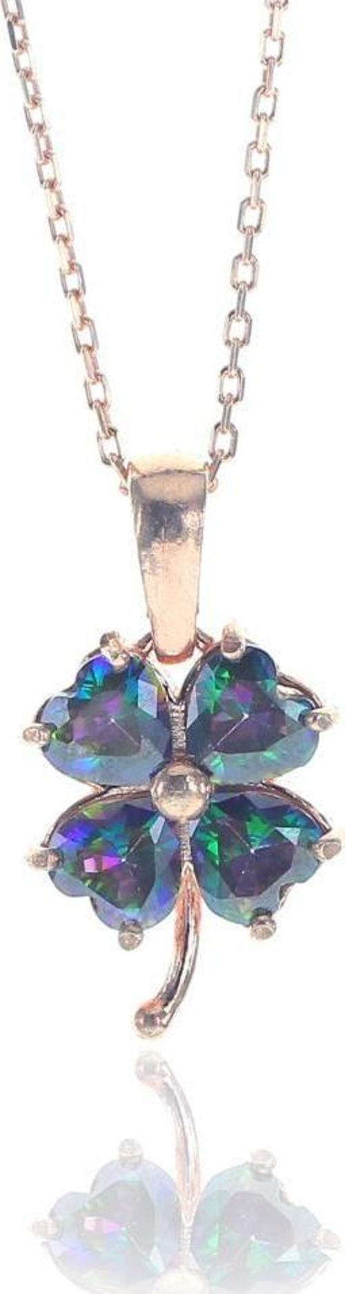 Mistik topaz taşlı yonca kolye 