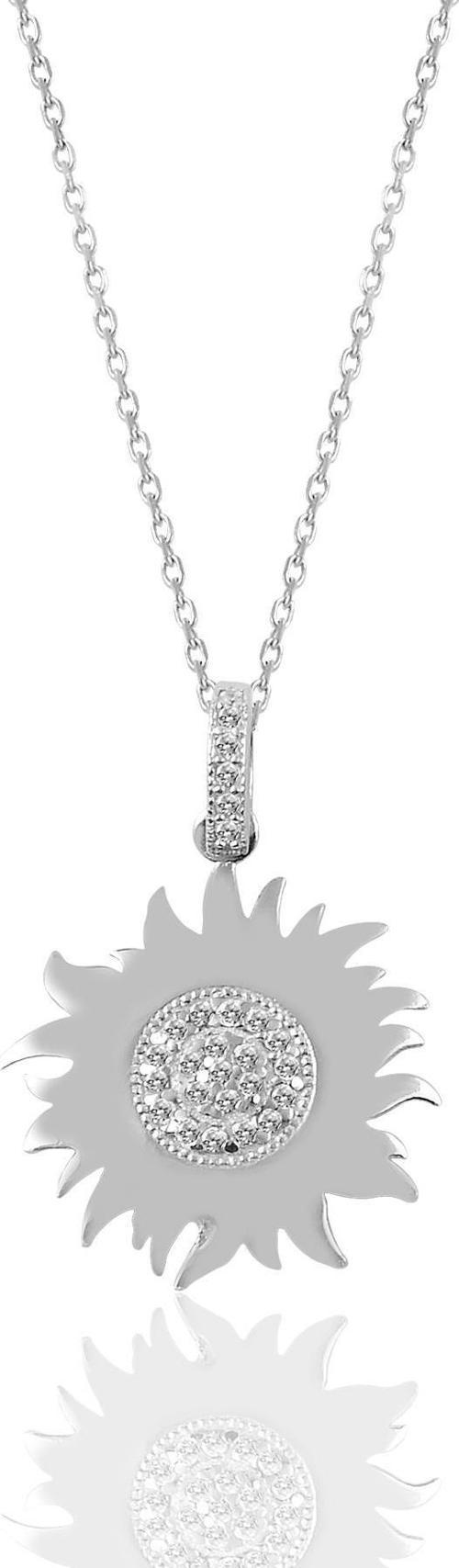 Gümüş zirkon taşlı güneş kolye 