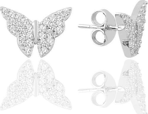 Gümüş zirkon taşlı kelebek modeli küpe 