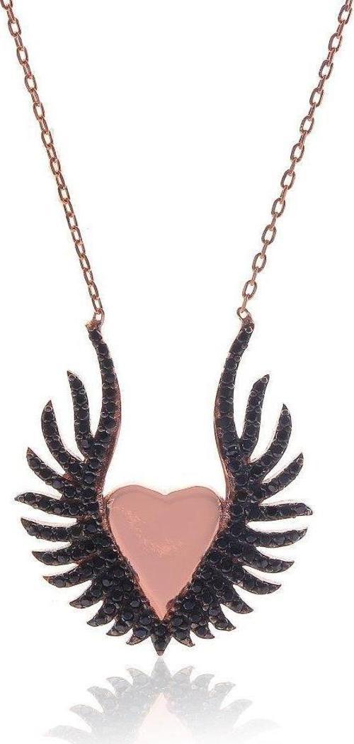 Onix taşlı Kanatlı kalbim Kolye