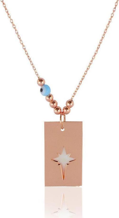 kutup yıldızı ve sedef taşlı iki katlı kolye 