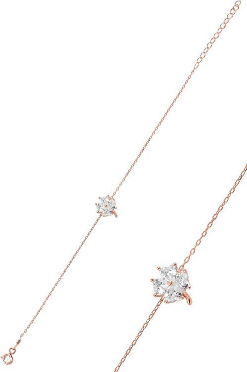 Gümüş zirkon taşlı yonca modeli bileklik SGTL10090BEYAZ