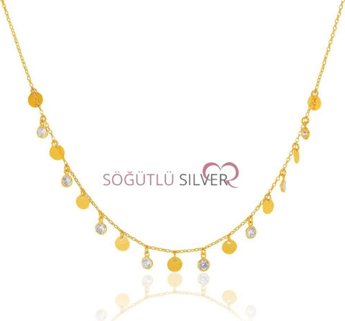Pullu Ve Zirkon Taşlı Kolye