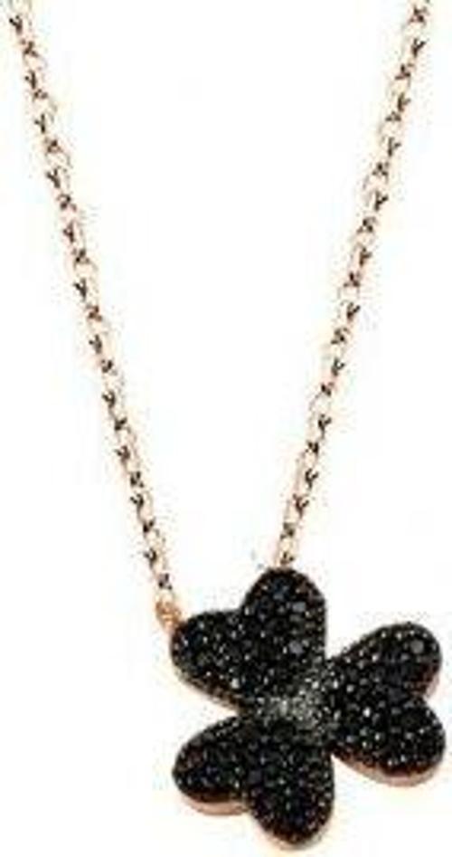 siyah taşlı yonca kolye