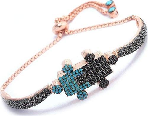 turkuaz ve onix taşlı yapboz asansörlü bileklik
