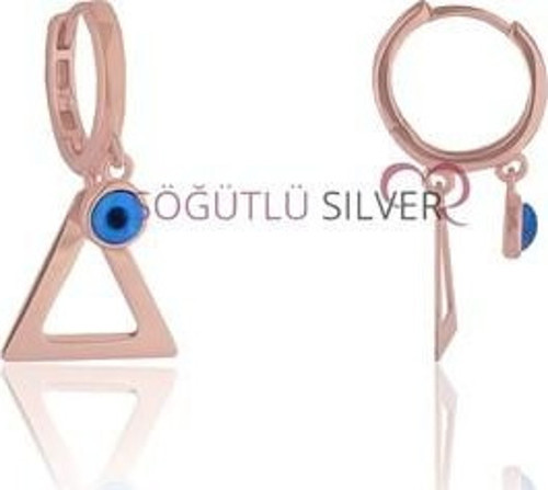 üçgen ve nazar boncuğu küpe