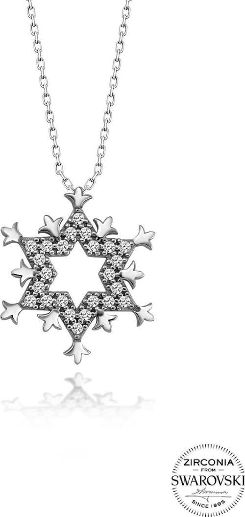 Gümüş Swarovski taşlı pırlanta modeli kartanesli kolye