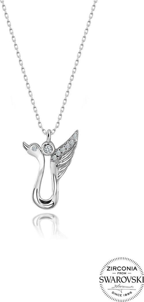 Gümüş Swarovski taşlı pırlanta modeli kuğu kolye 