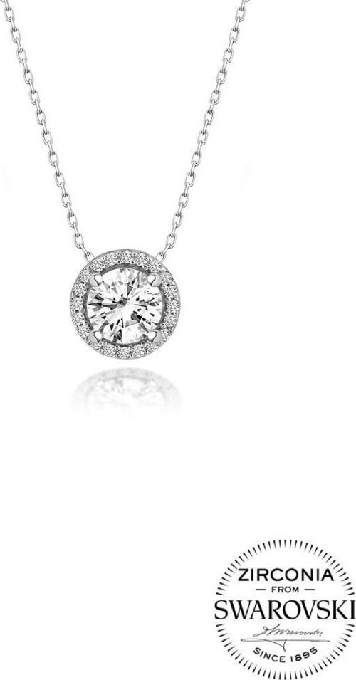 Gümüş Swarovski taşlı pırlanta modeli yuvarlak kolye