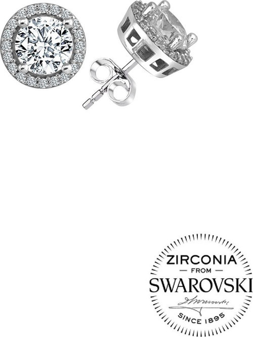 Gümüş Swarovski taşlı pırlanta modeli yuvarlak küpe