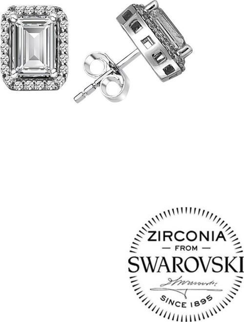 Gümüş Swarovski baget taşlı pırlanta modeli küpe 