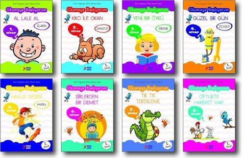 Okumaya Başlıyorum Serisi Elakin Seti-  Dik Temel Harflerle - 8 Kitap Takım