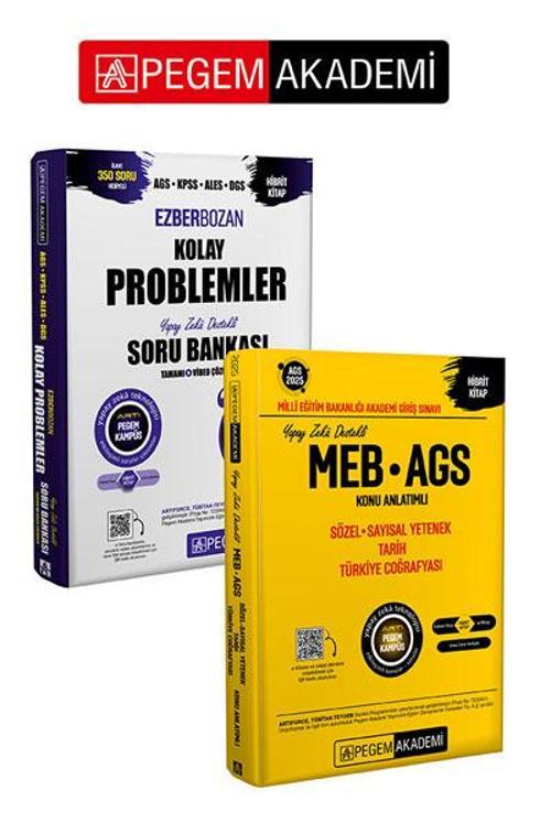 PEGEM AKADEMİ AGS-KPSS-ALES-DGS Ezberbozan Kolay Problemler Tamamı Çözümlü Soru Bankası  + 2025 MEB-