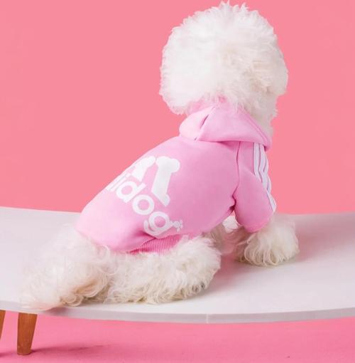 Baby Pink Adidog Kapşonlu Sweatshirt Köpek Kazağı