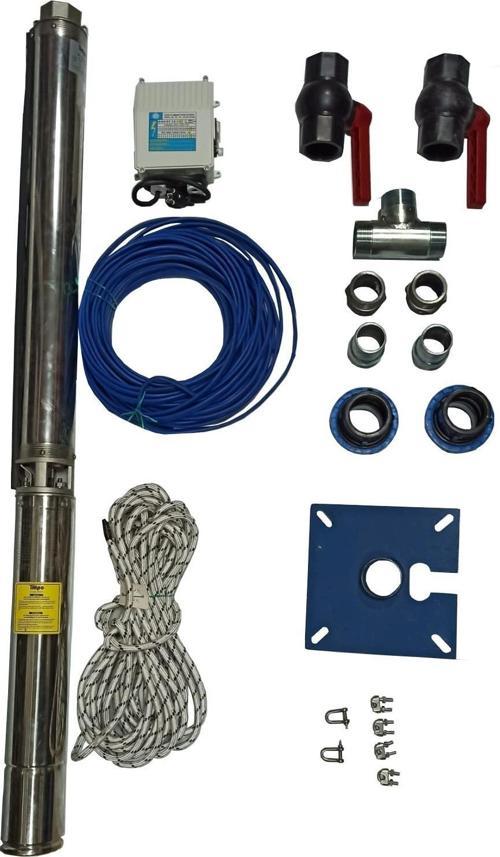 Impo Sk 404/10 1HP Krom Başlıklı  45 MT Yassı Kablolu ve Panolu 90 mt Halatlı Çift Vanalı Akıtma Başlıklı Monofaze Takım
