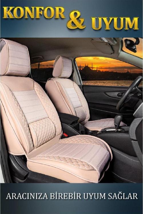 Seat Toledo Lüx Deri Oto Koltuk Kılıfı Ön Arka Takım Set Safir Serisi BEJ