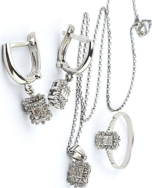 Baget Zirkon Taşlı 925ayar Gümüş Minimal Set Takım