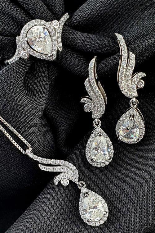 Sky Diamond Taşlı 925ayar Gümüş  Love wings Set Takım