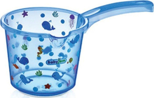Baby Jem Desenli Bebek Banyo Maşrapası Şeffaf Mavi
