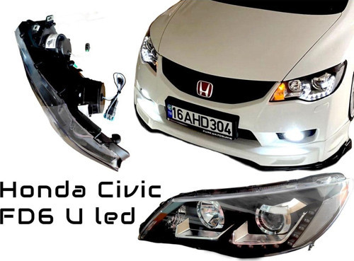 Honda Civic Fd6 U Bar Dizayn Mercekli Far 2006-2012 Kasa Uyumlu