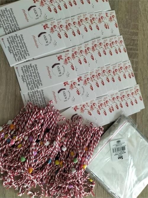 Hediyelik Dağıtmalıık 50 Adet Kalpli Marteniçka Dilek Kartı Ve Hediye Poşeti