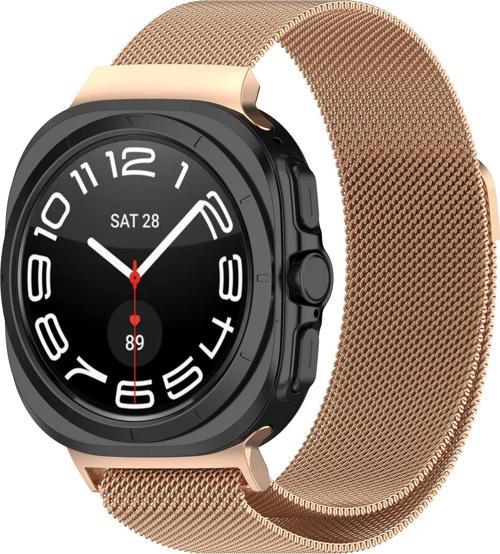 Samsung Galaxy Watch 7 Ultra Uyumlu Metal Hasır Manyetik Kordon Kayış