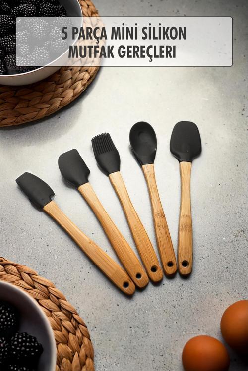 5 Parça Bambu Saplı Mini Supatula Seti 