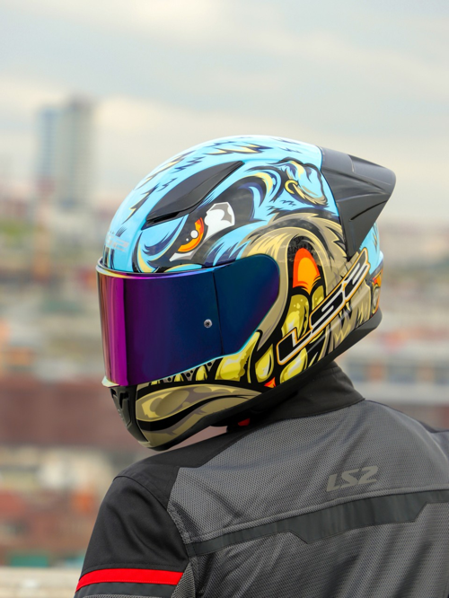 Rapid 2 Neo Race Full Face Motosiklet Kaskı Yarış Spoiler +  Şeffaf + Gökkuşağı Vizörlü