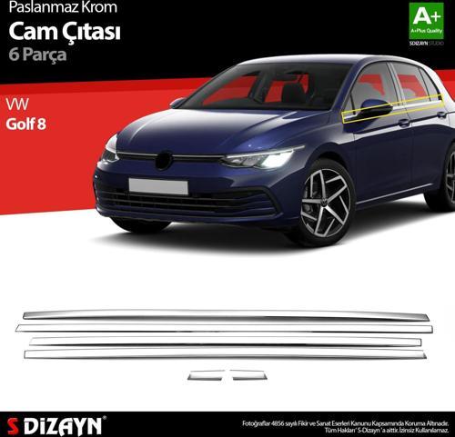 VW Golf 8 HB Krom Cam Çıtası 6 Prç. 2020 Üzeri