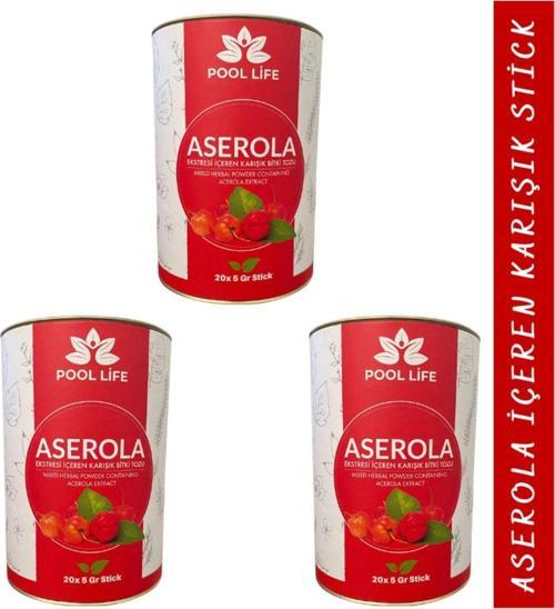 Aserola Tozu Aserola Ekstresi Içeren Karışık Bitki Çayı 20Li Stick 3 Kutu