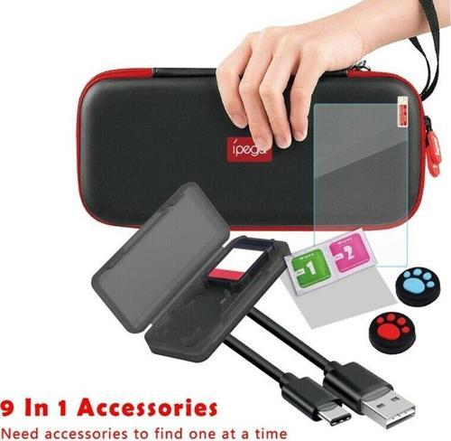 Nintendo Switch Lite Çanta Cam Ekran Koruyucu 9İn1 Set