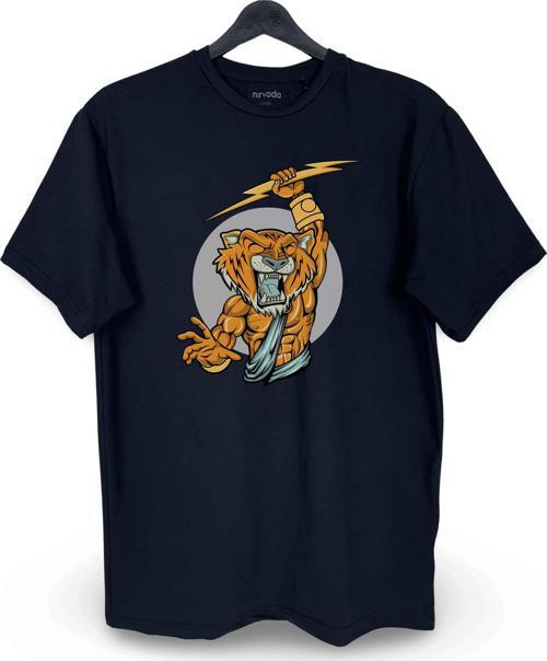 Zeus Kaplan Baskılı Loose Fit Bisiklet Yaka Unisex Tişört